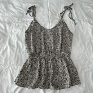 White And Black Tie Detail Tank Top